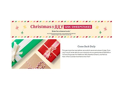 QVC Christmas in July Sweepstakes 2020