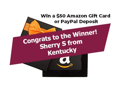 Winner $50 Amazon Gift Card or PayPal Giveaway winner photo