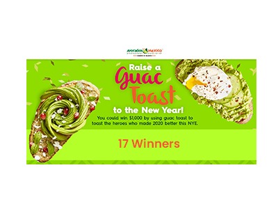 Avocados From Mexico New Year’s Guac Toast Sweepstakes