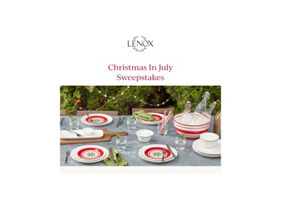 2021 Lenox Corporation Christmas In July Sweepstakes