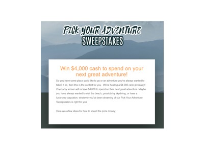 Pick Your Adventure Sweepstakes