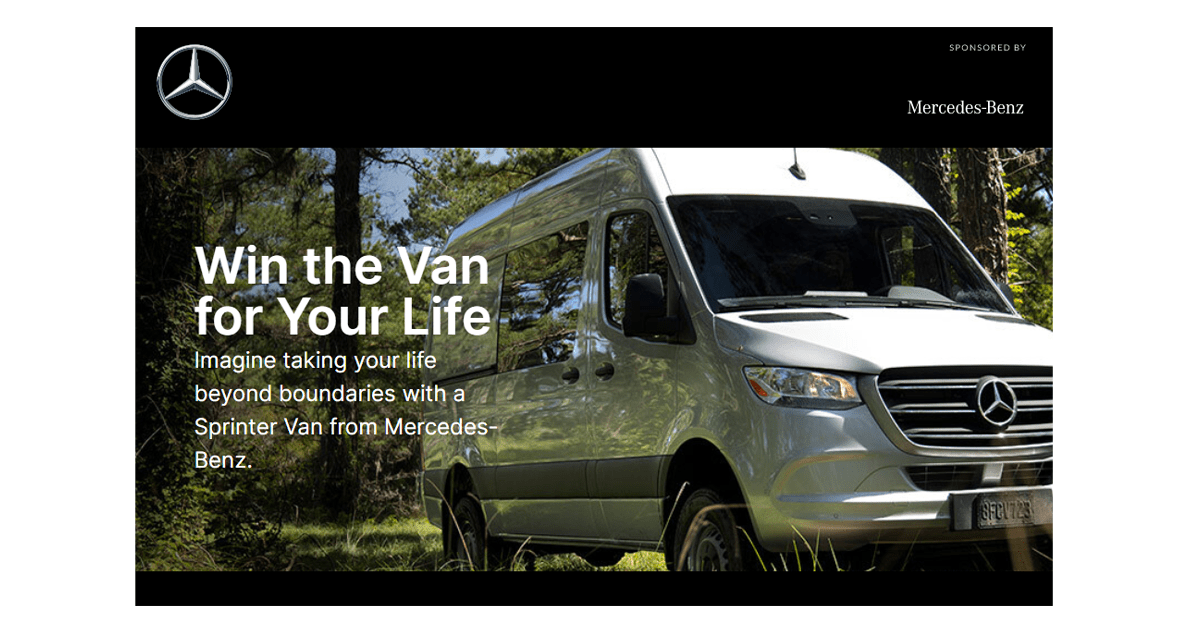 The Mercedes-Benz Win The Van for Your Life Contest