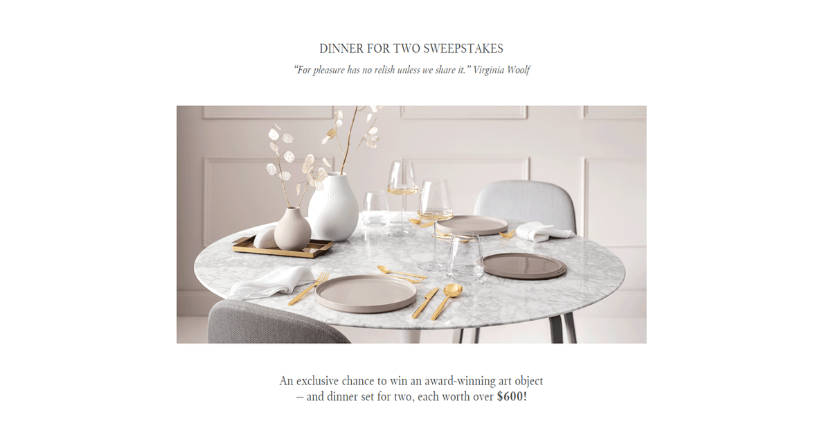 Villeroy & Boch Dinner for Two Giveaway