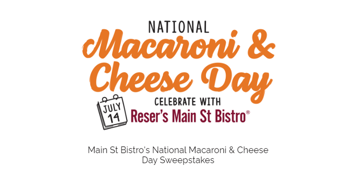 Main St Bistro National Mac N Cheese Day Sweepstakes