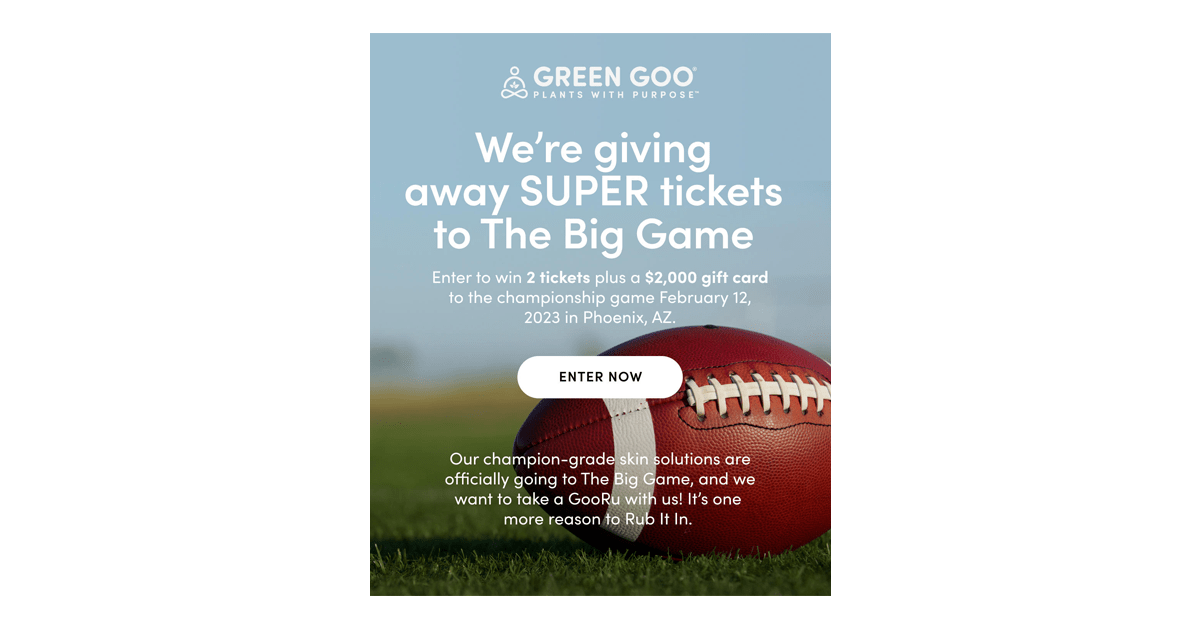 Green Goo Big Game Tickets Giveaway 2023