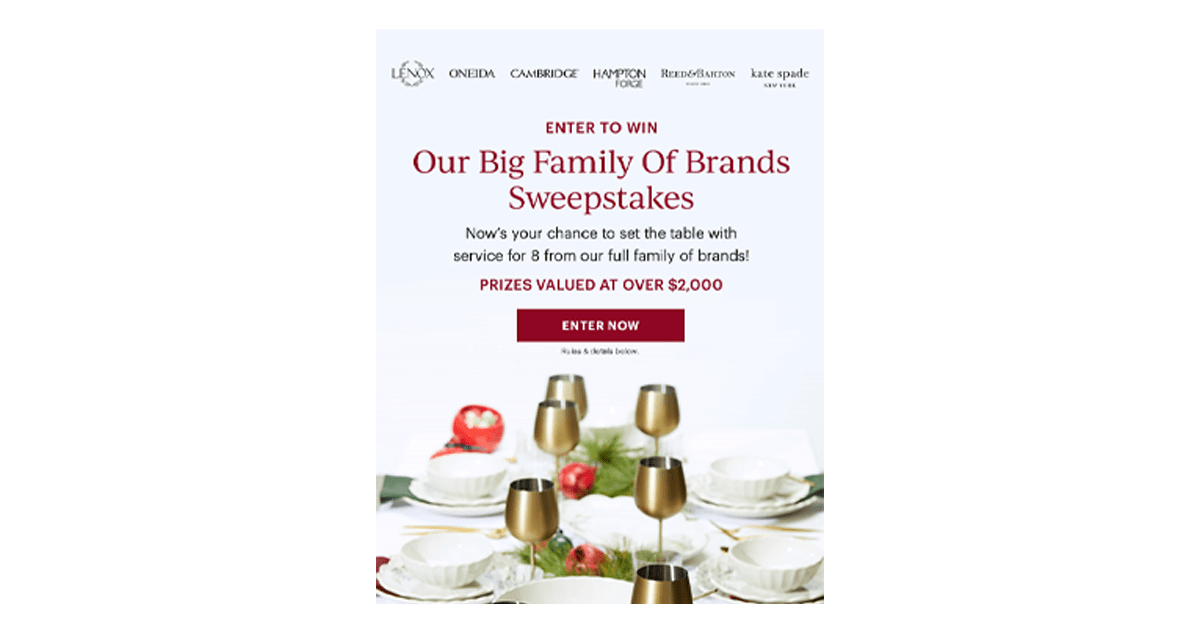 Lenox Our Big Family of Brands Sweepstakes