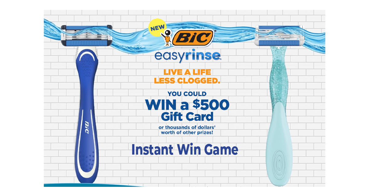 Walmart BIC EasyRinse Razor Instant Win Game Giveaway